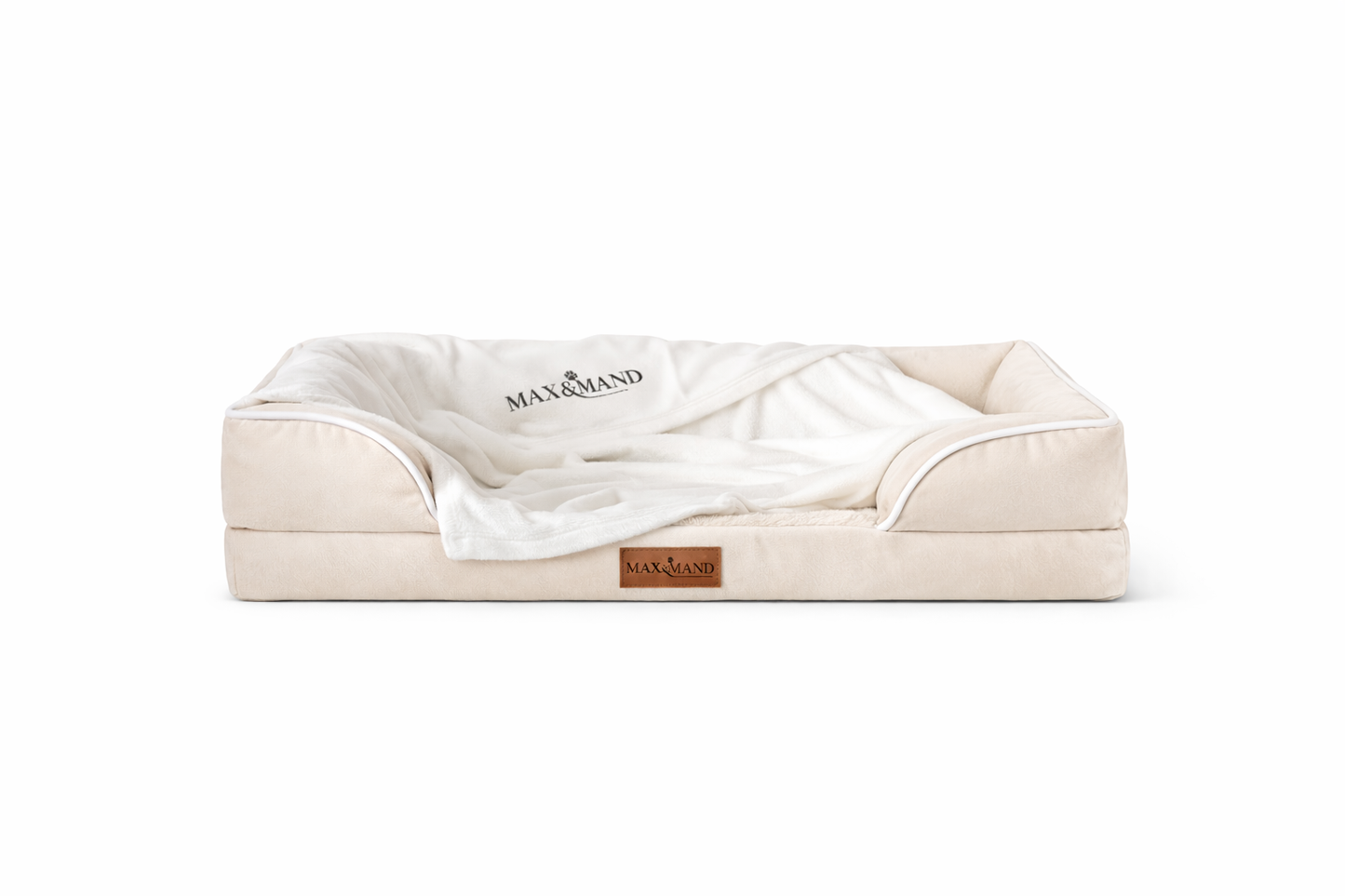Max&Mand Orthopedische Hondenmand Beige – S (60 × 40 × 15 cm)