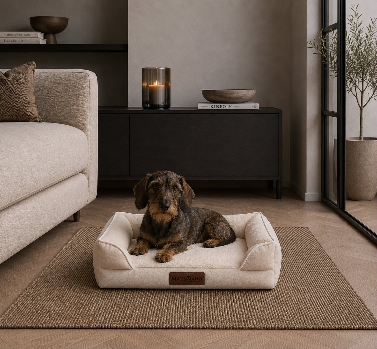 Max&Mand Orthopedische Hondenmand Beige – S (60 × 40 × 15 cm)