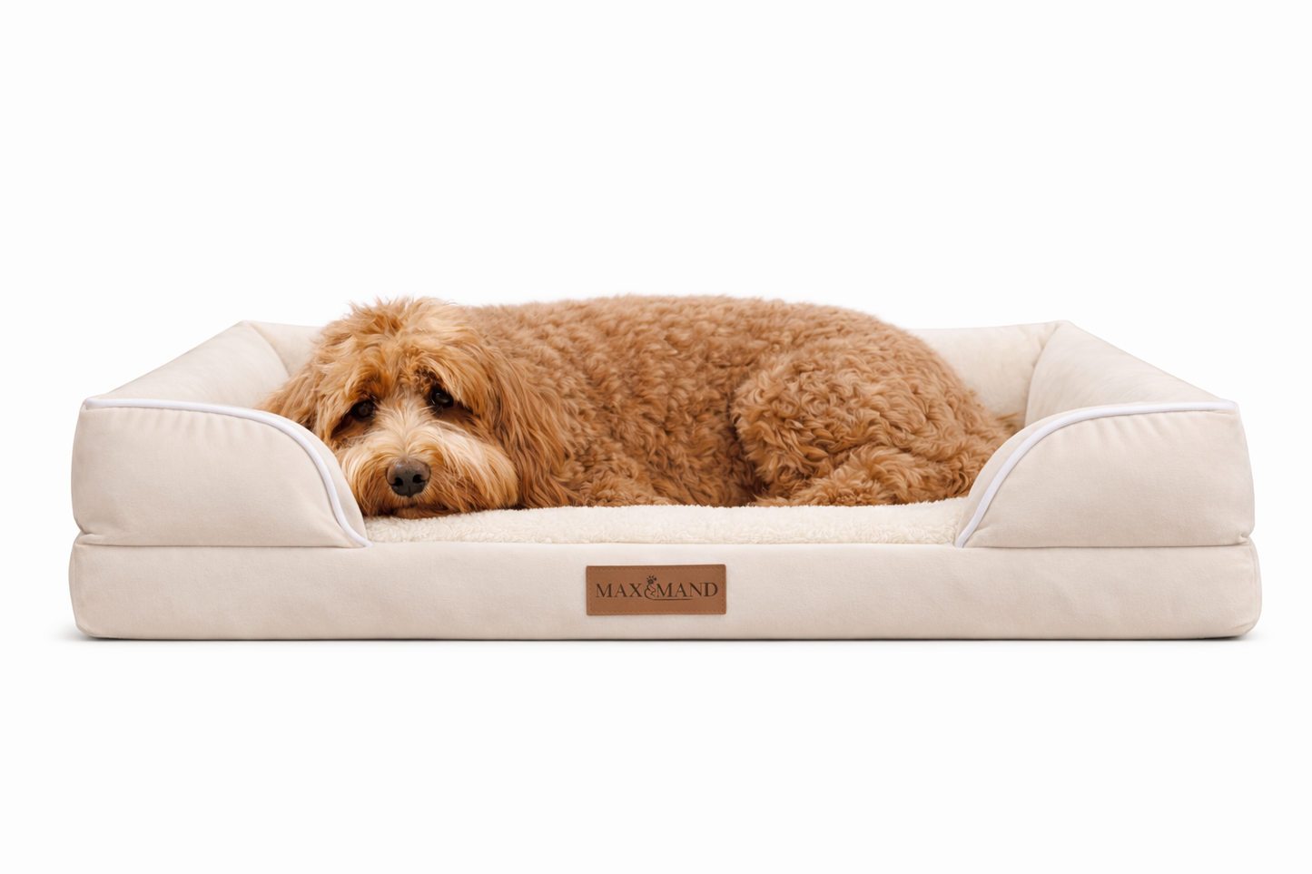 Max&Mand Orthopedische Hondenmand Beige – M (76 × 50 × 18 cm)