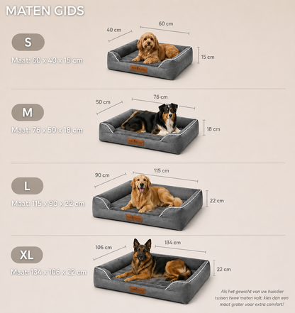 Max&Mand Orthopedische Hondenmand Donkergrijs – L (115 × 90 × 22 cm)