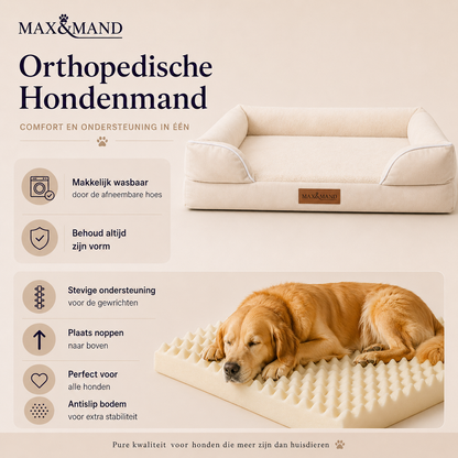 Max&Mand Orthopedische Hondenmand Beige – M (76 × 50 × 18 cm)