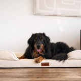 Boss in de beige orthopedische hondenmand
