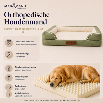 Max&Mand Orthopedische Hondenmand Groen – L (115 × 90 × 22 cm)