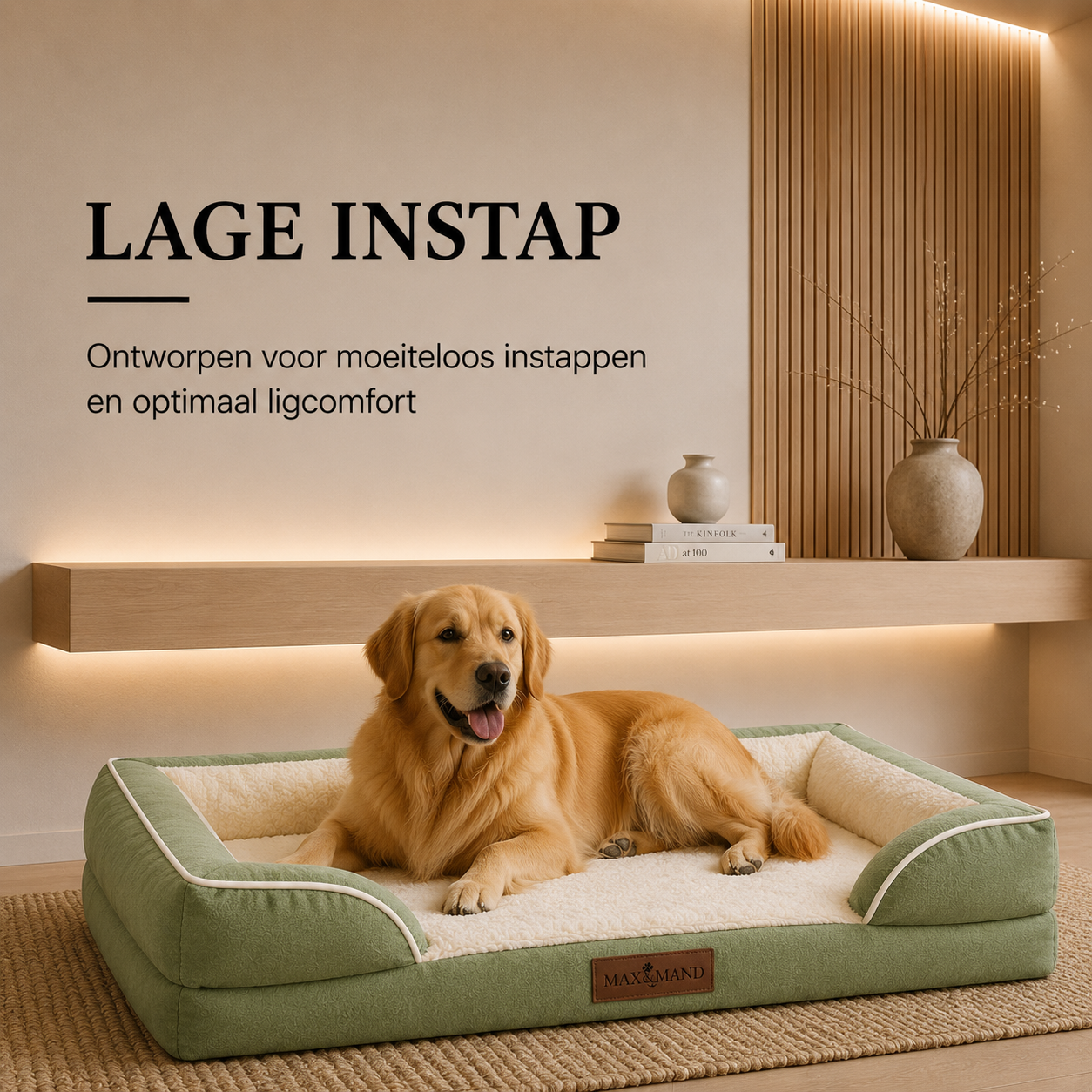 Max&Mand Orthopedische Hondenmand Groen – L (115 × 90 × 22 cm)
