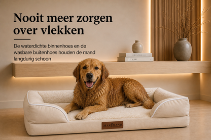 Max&Mand Orthopedische Hondenmand Beige – M (76 × 50 × 18 cm)
