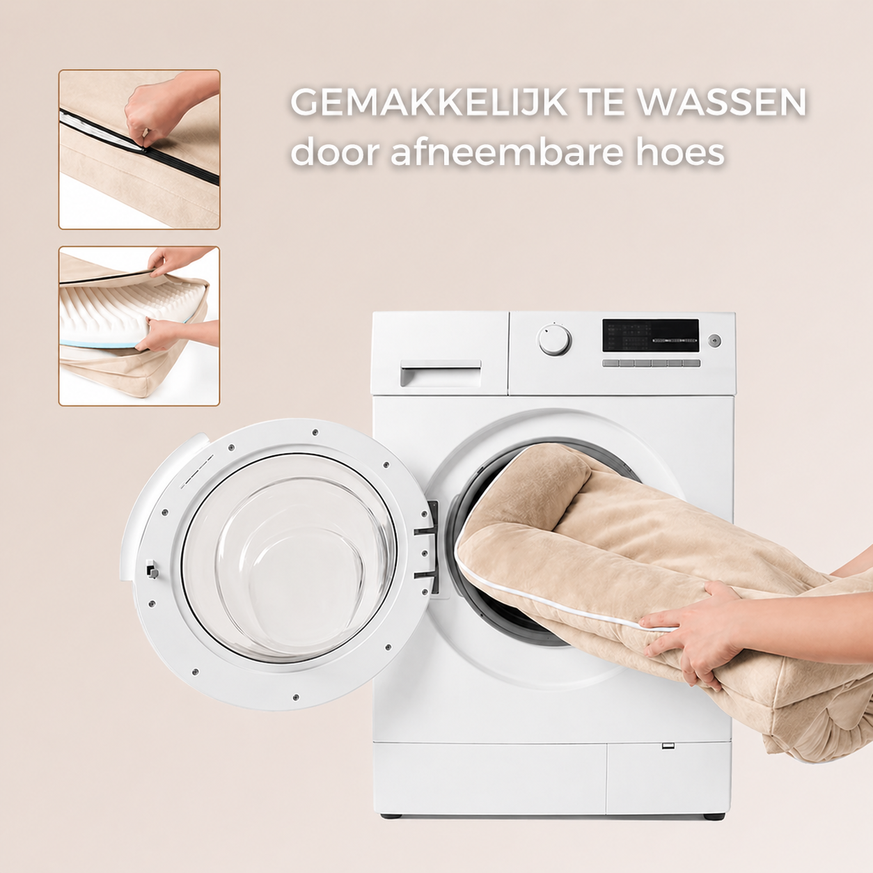 Max&Mand Orthopedische Hondenmand Beige – M (76 × 50 × 18 cm)